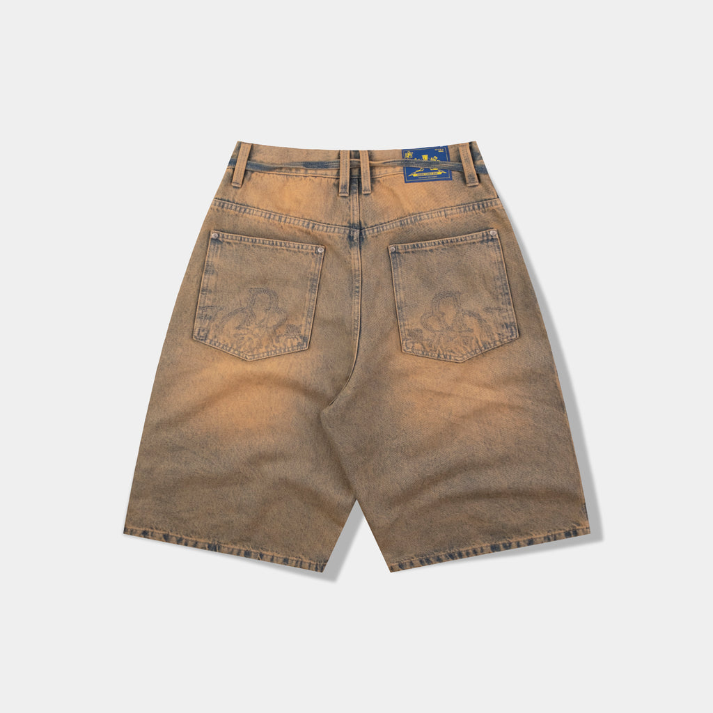 ACID DENIM SHORTS