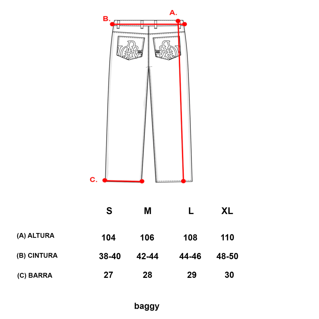 Guia de medidas - BAGGY JEANS OZEAN